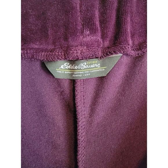 Velour Eddie Bauer Velvet Pants Y2K 00s VSCO Paris Hilton Brittany Spears SZ M - Picture 5 of 6